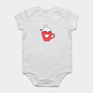 Sending love, Happy rabbit with heart, Cute white rabbit, Valentines day, Cute sticker, Kawaii rabbit Baby Bodysuit